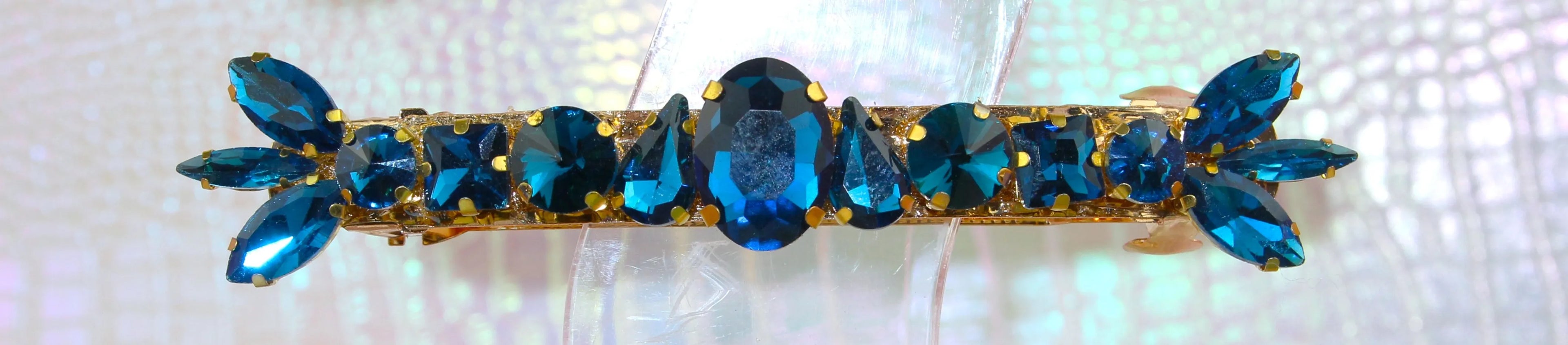 Grande barrette à cheveux strass - Accessoire de soirée et mariage