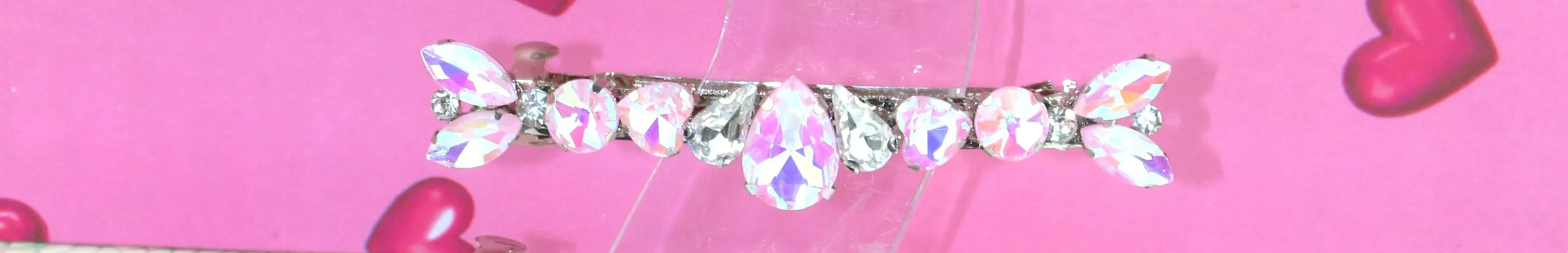 Grande barrette à cheveux strass - Accessoire de soirée et mariage