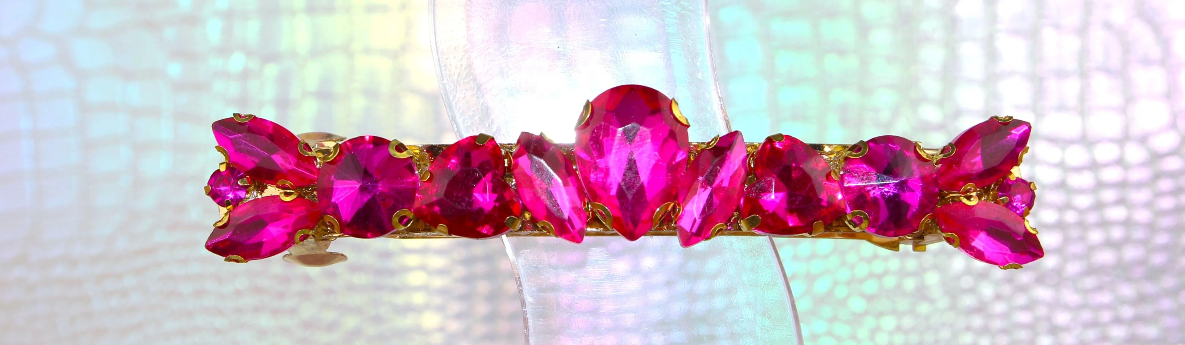 Grande barrette à cheveux strass - Accessoire de soirée et mariage