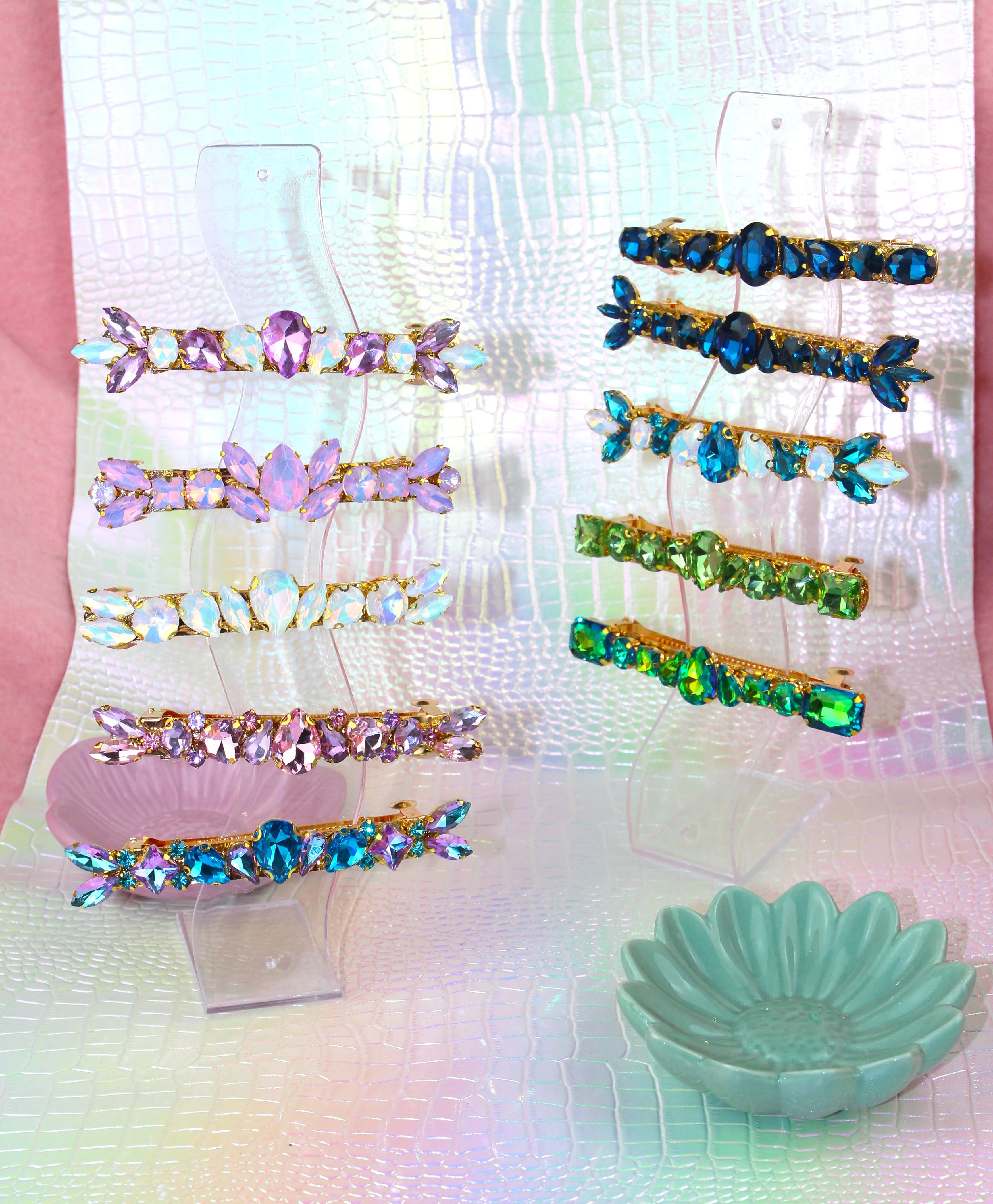 Grande barrette à cheveux strass - Accessoire de soirée et mariage