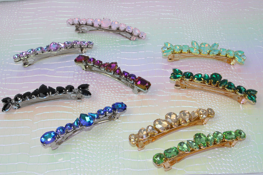 Grande barrette à cheveux strass - Accessoire de soirée et mariage