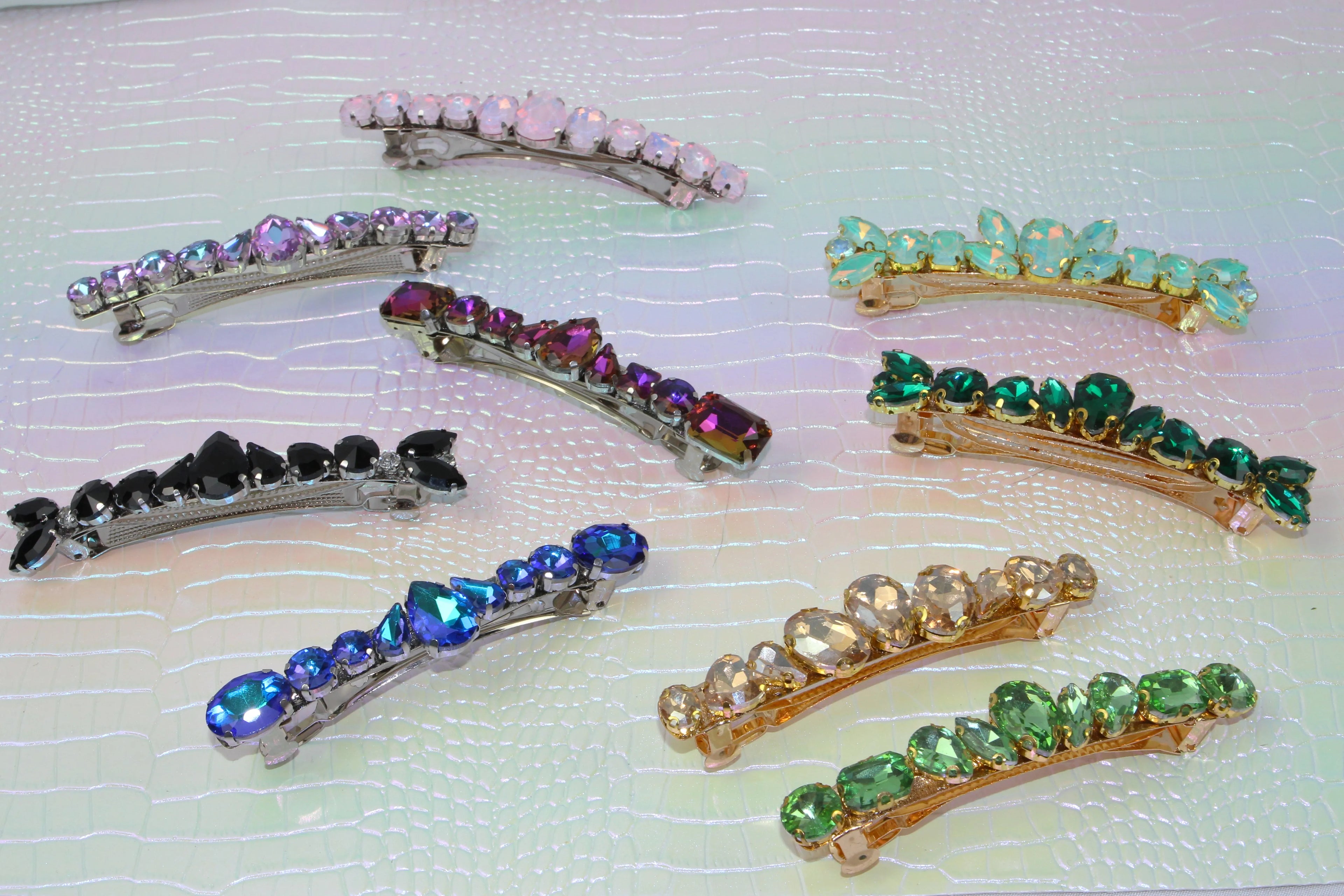 Grande barrette à cheveux strass - Accessoire de soirée et mariage
