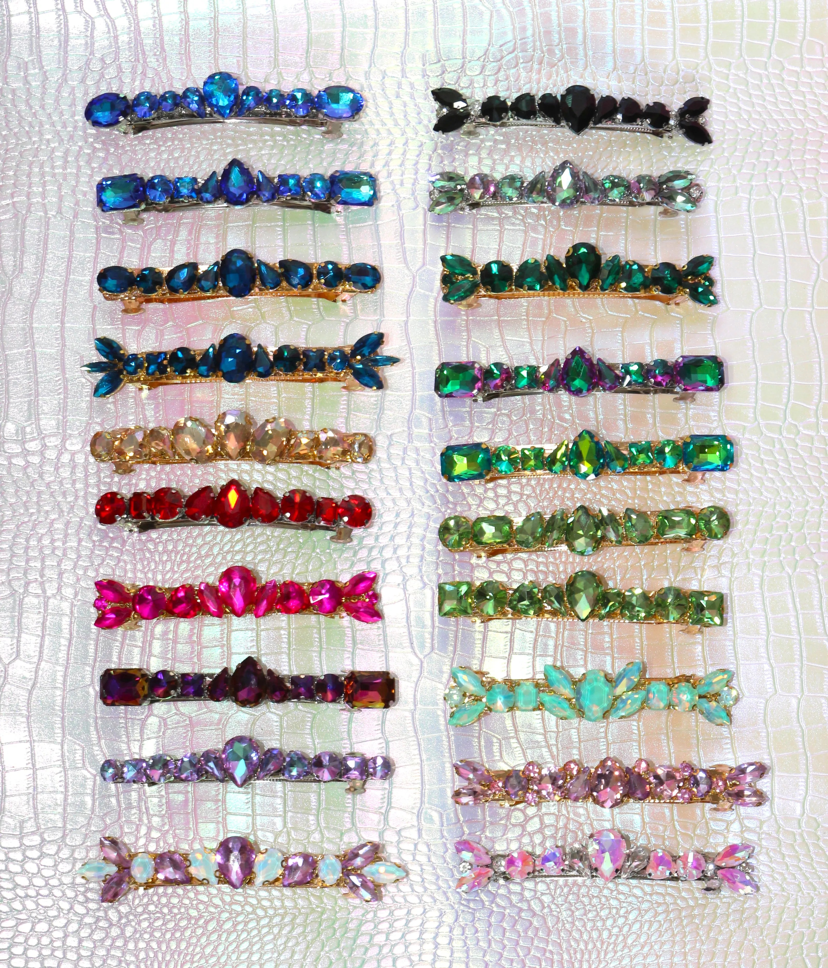 Grande barrette à cheveux strass - Accessoire de soirée et mariage