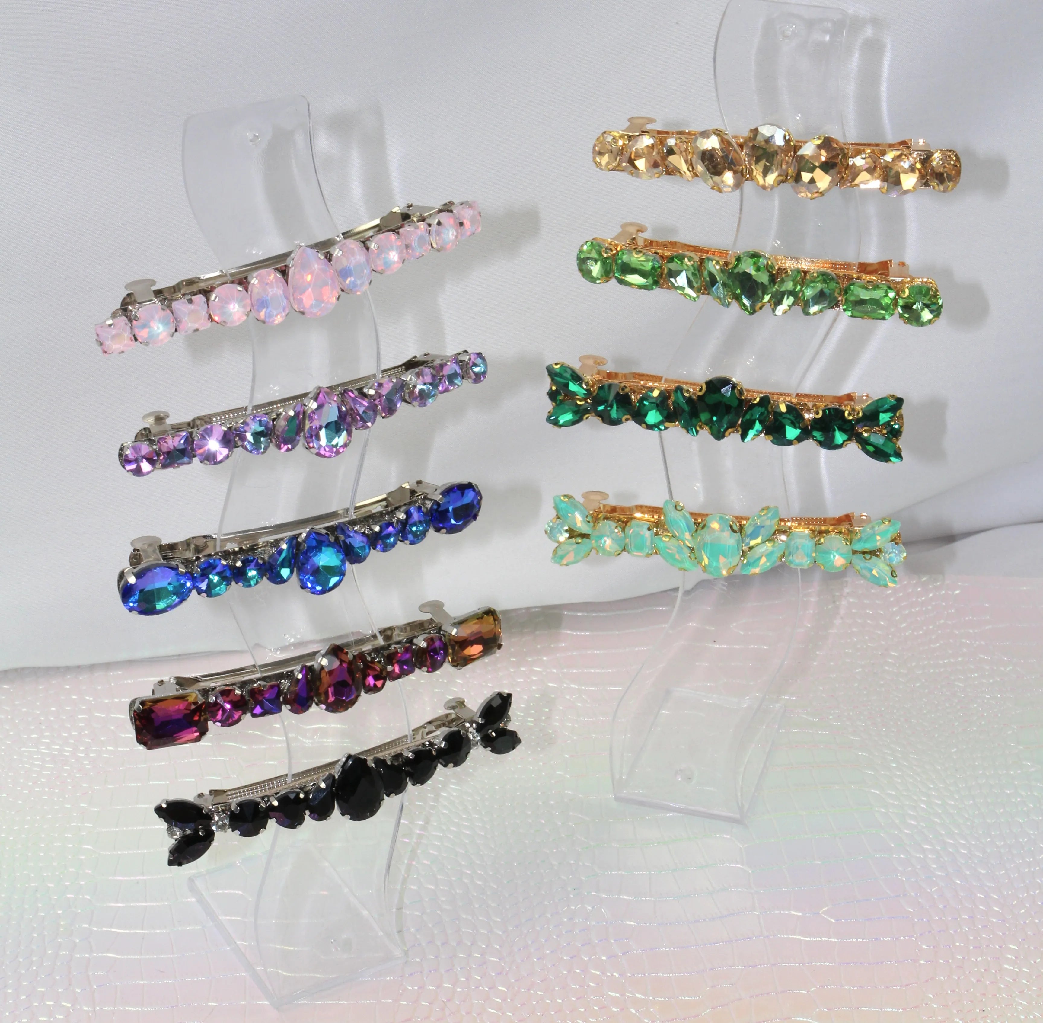 Grande barrette à cheveux strass - Accessoire de soirée et mariage