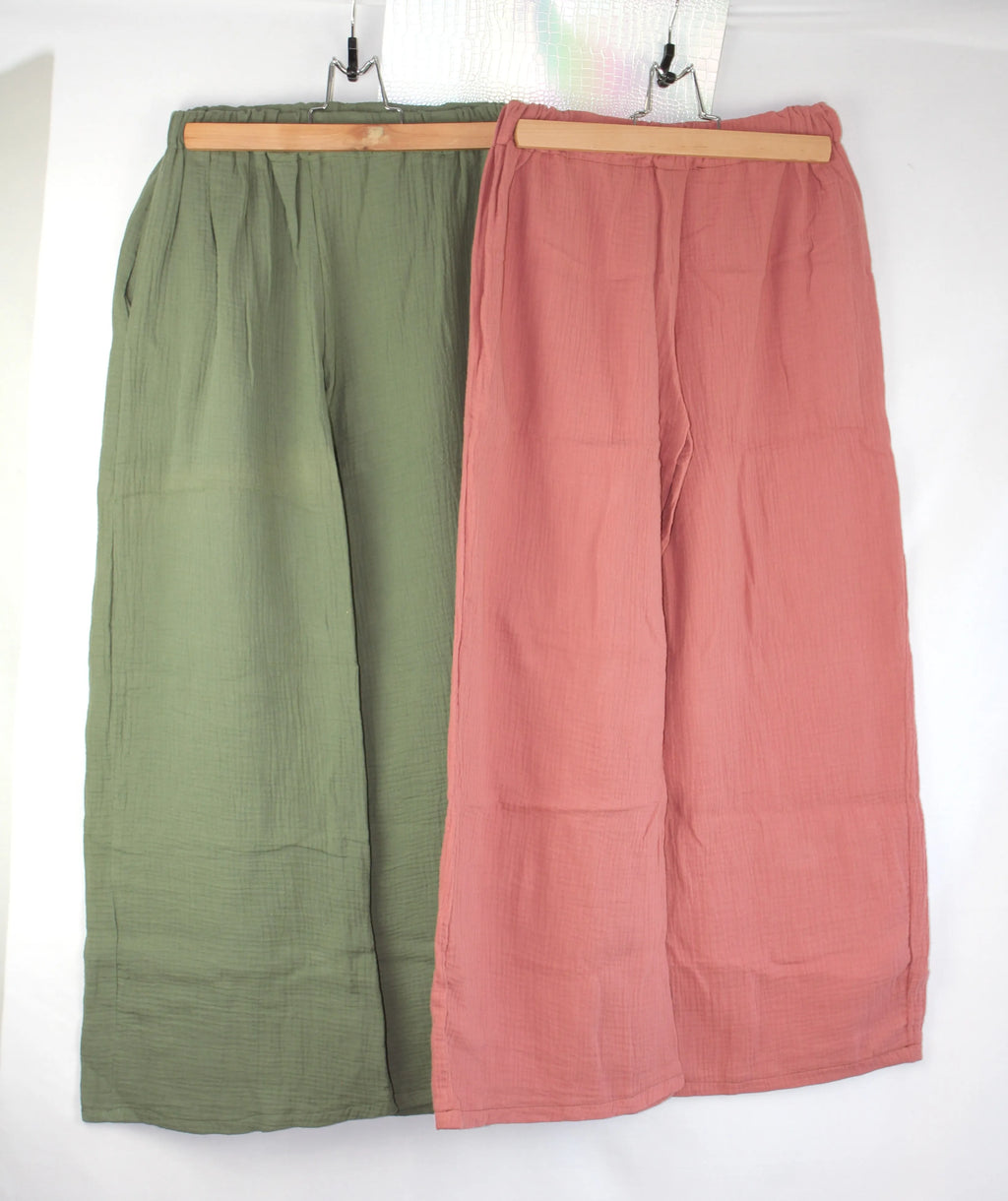 Pantalon léger en gaze de coton