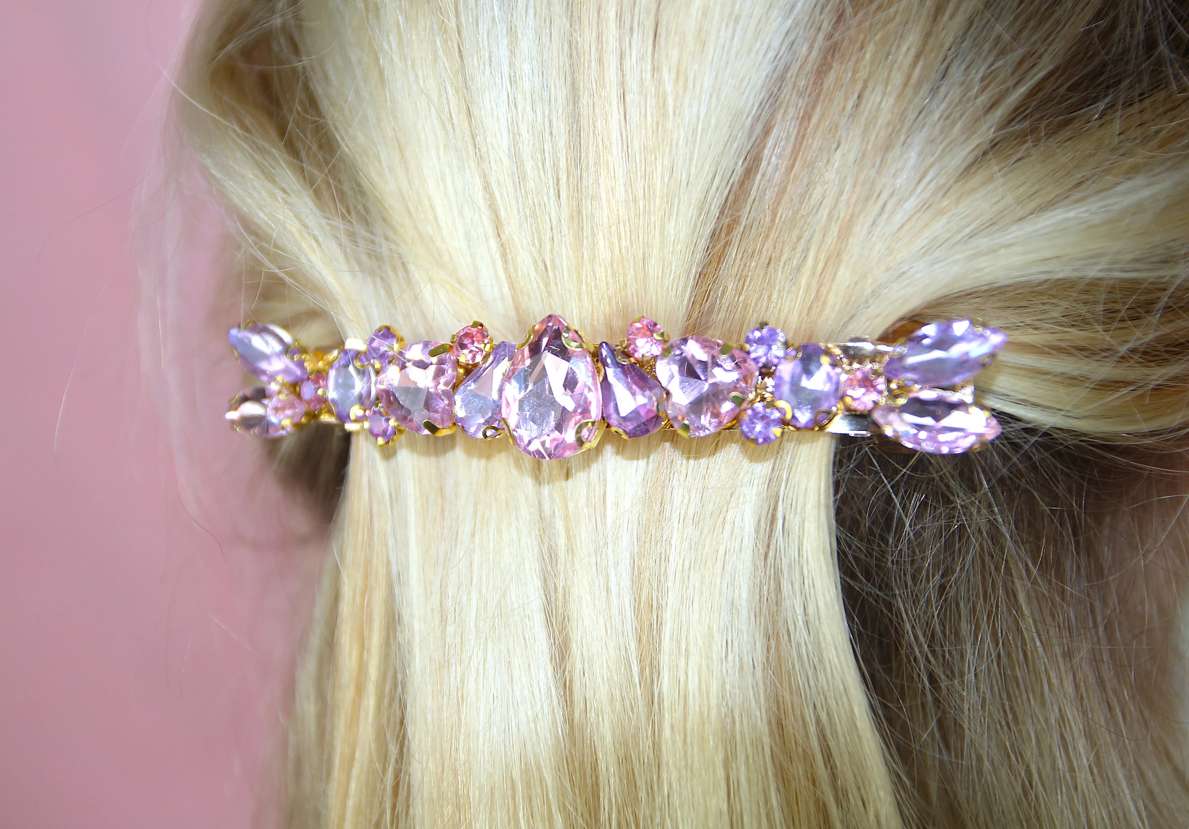 Grande barrette à cheveux strass - Accessoire de soirée et mariage
