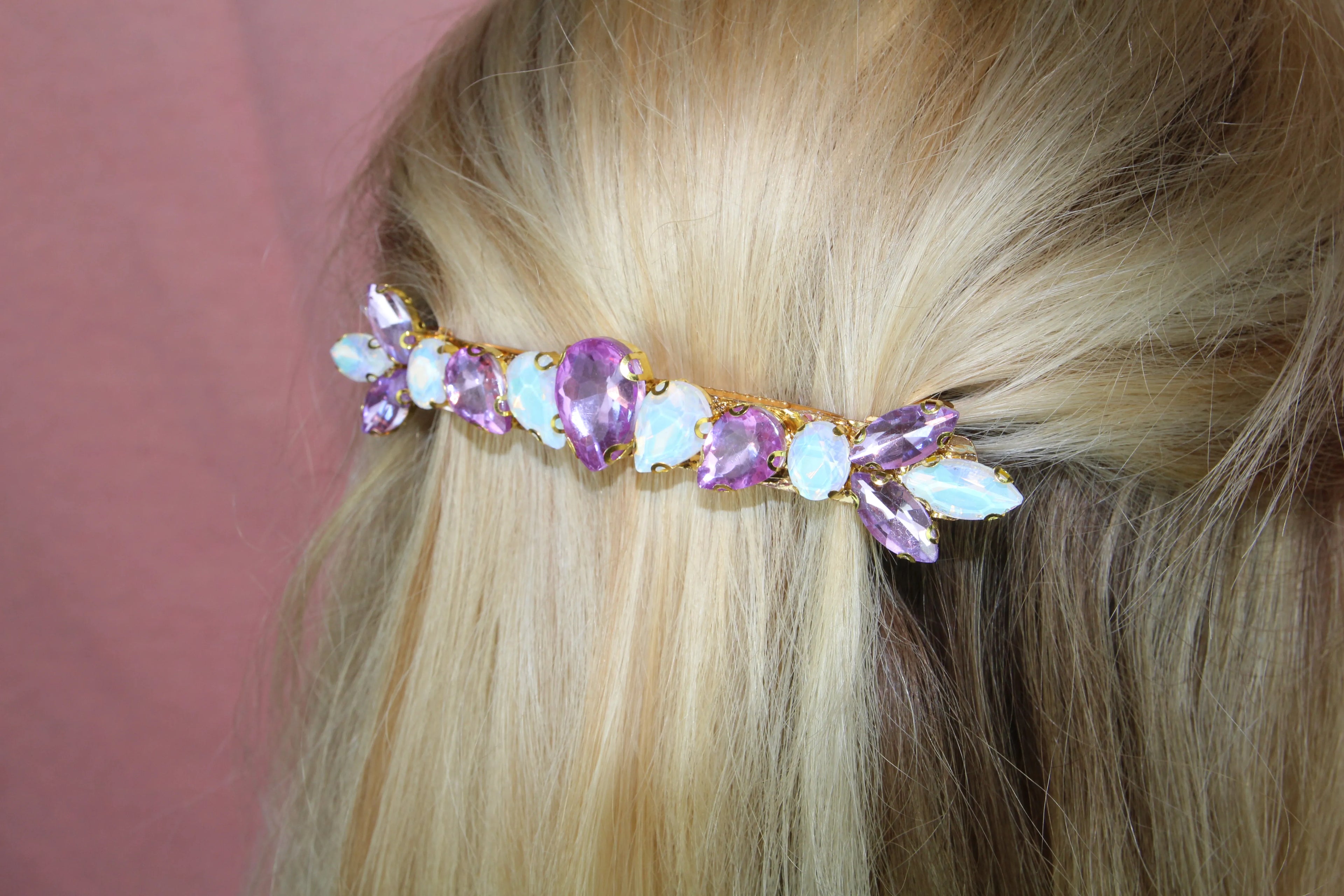 Grande barrette à cheveux strass - Accessoire de soirée et mariage