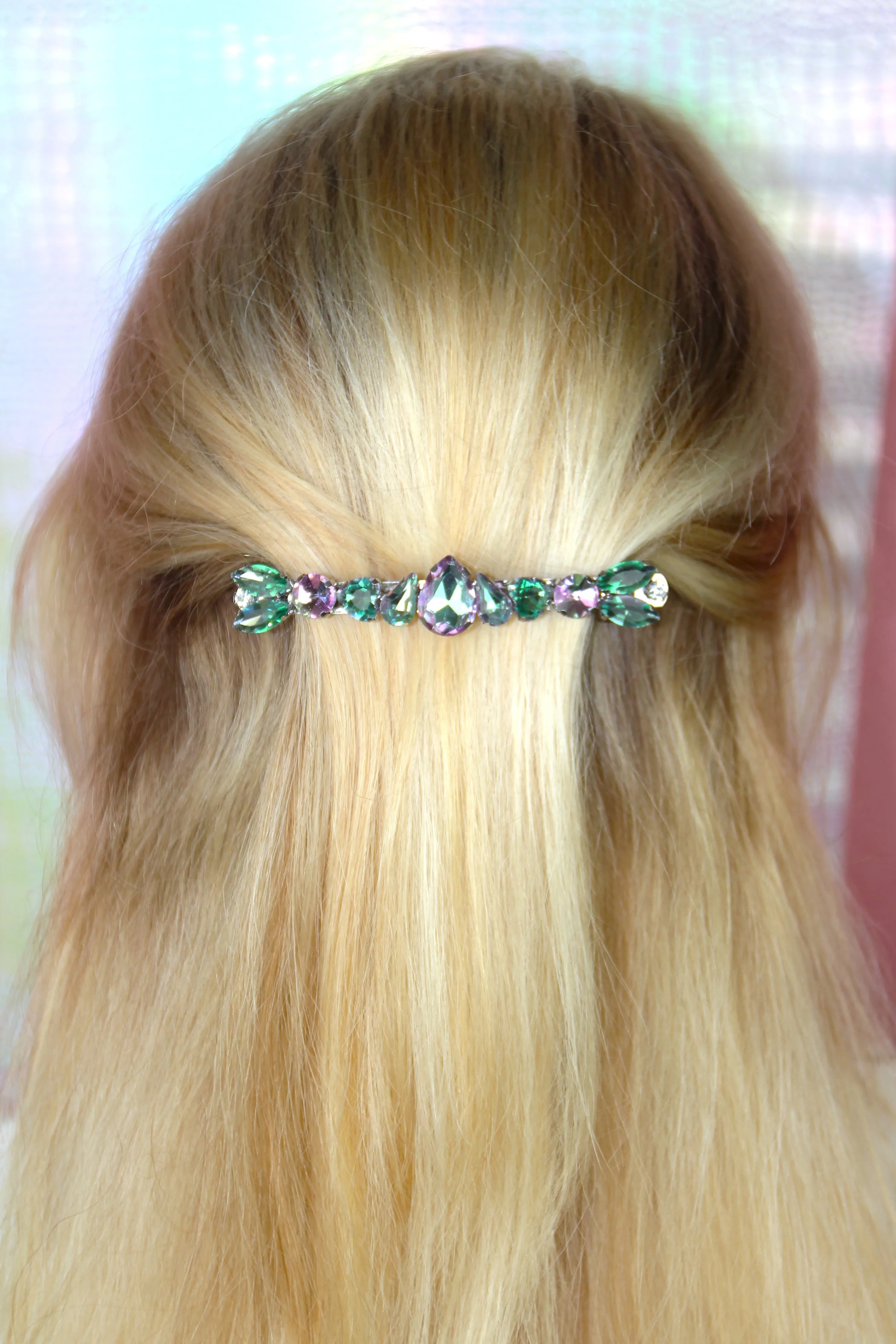 Grande barrette à cheveux strass - Accessoire de soirée et mariage