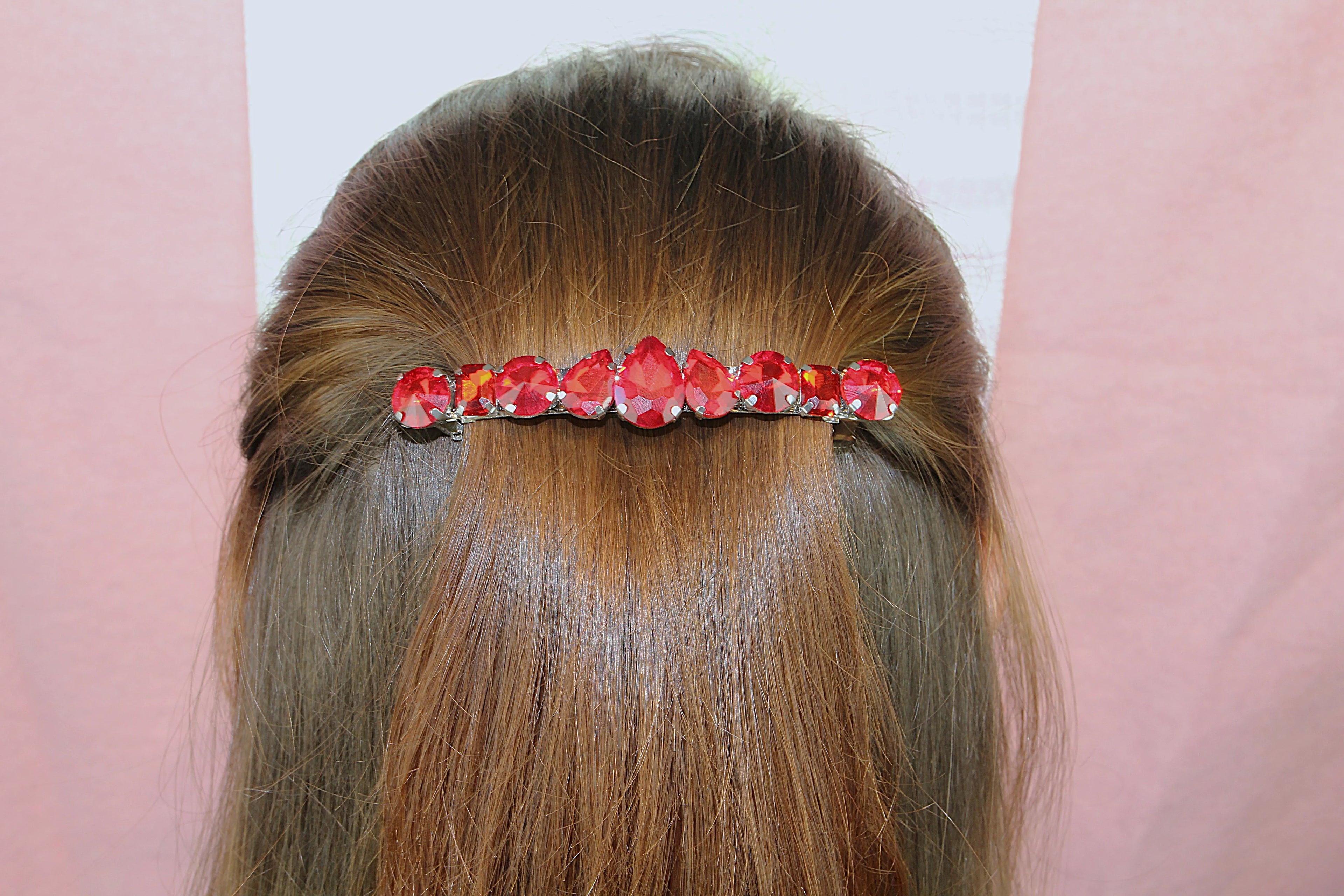 Grande barrette à cheveux strass - Accessoire de soirée et mariage