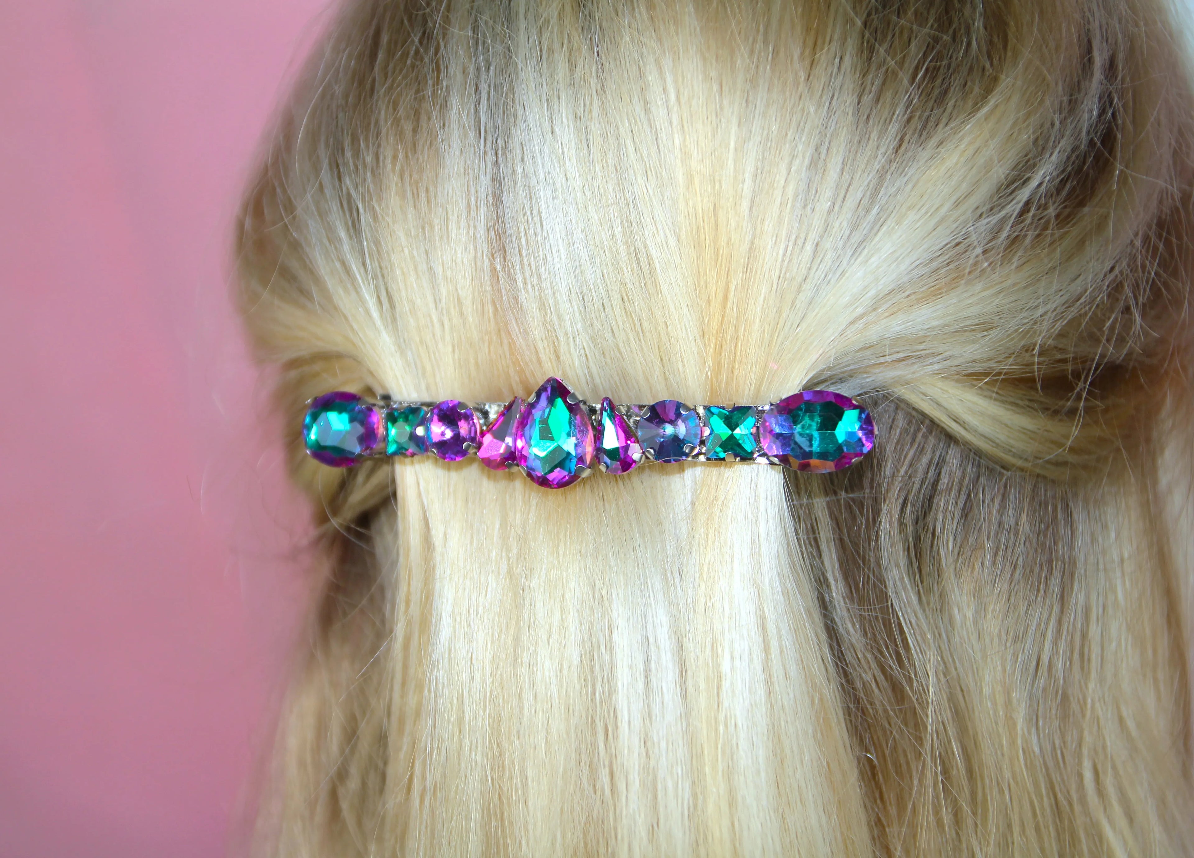 Grande barrette à cheveux strass - Accessoire de soirée et mariage