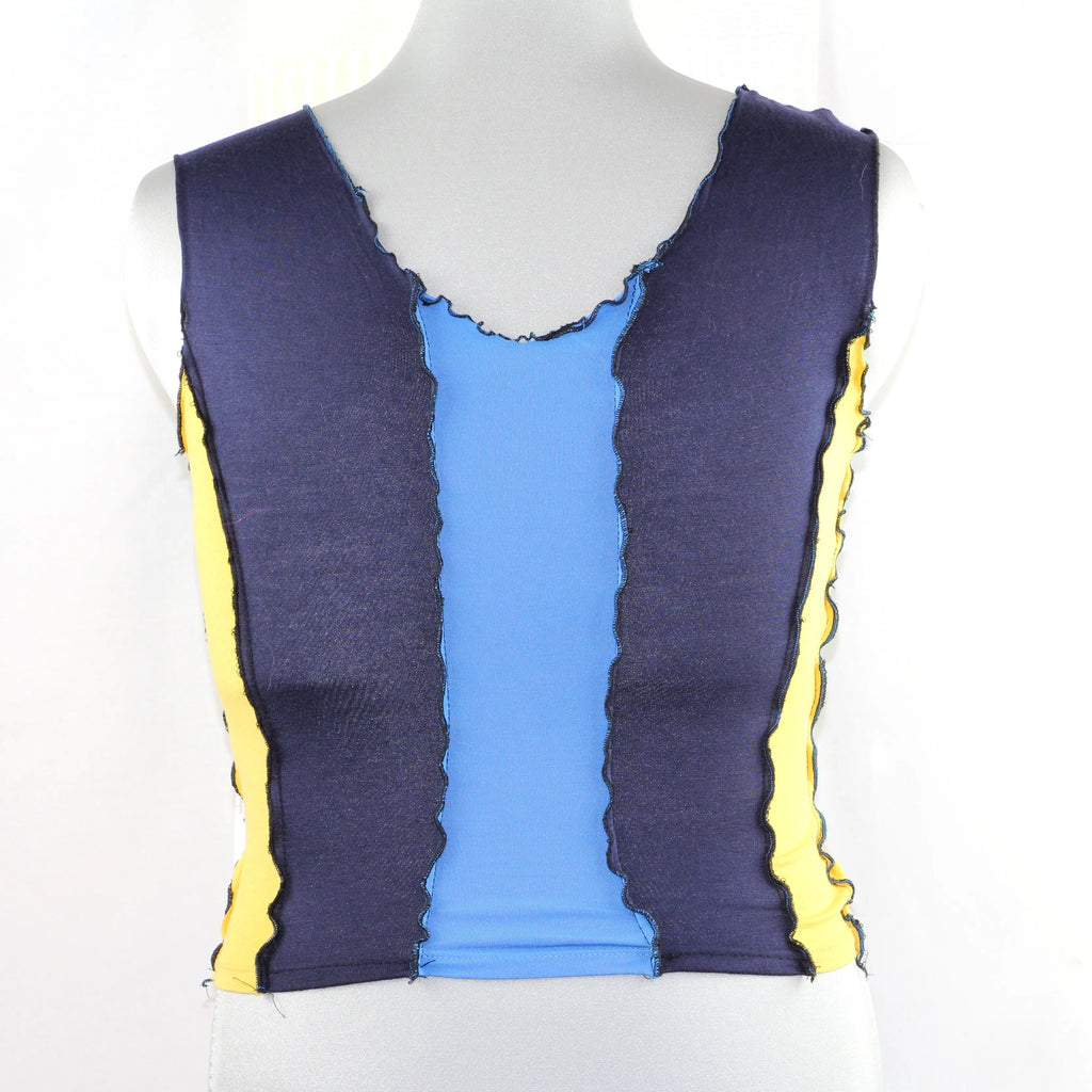 Top Patchwork Éco-responsable Blue & Yellow Vibes