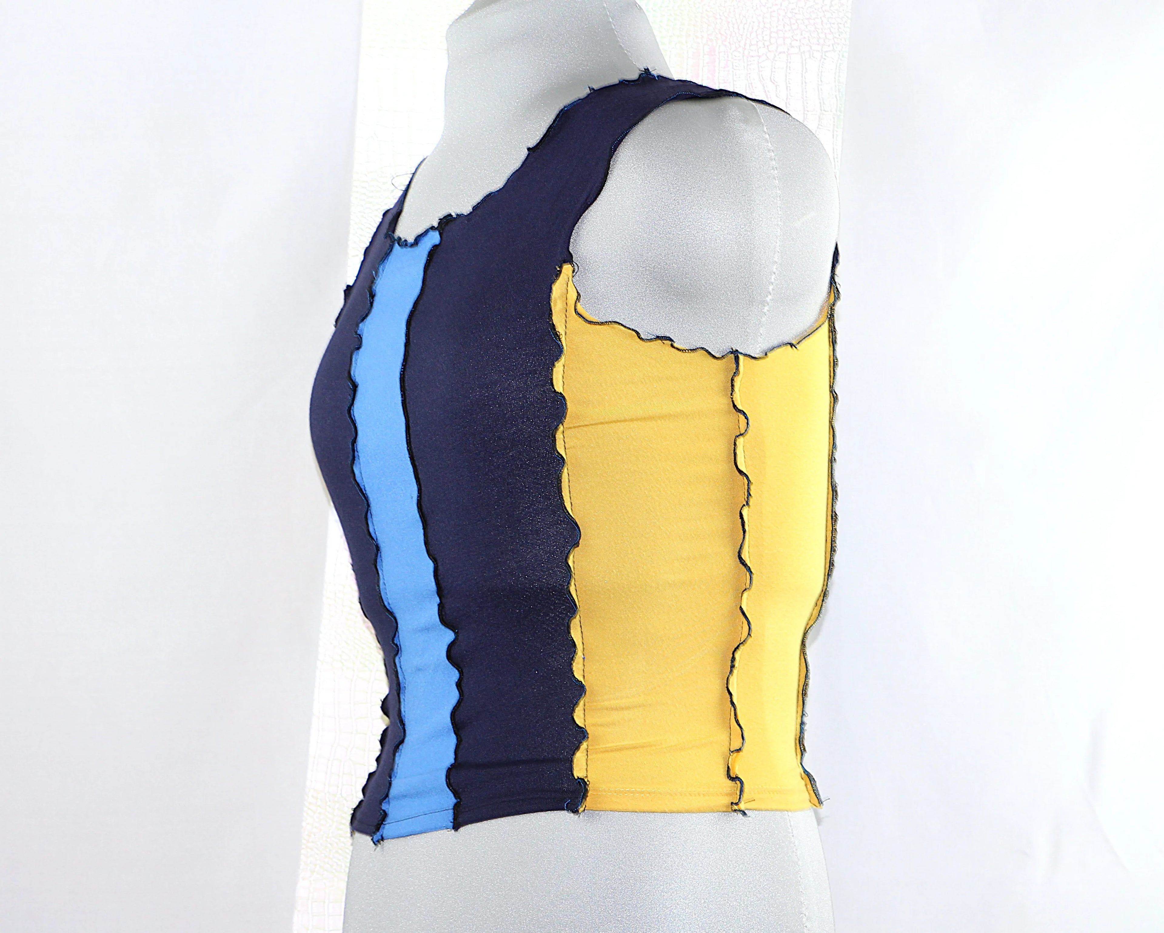 Top Patchwork Éco-responsable Blue & Yellow Vibes