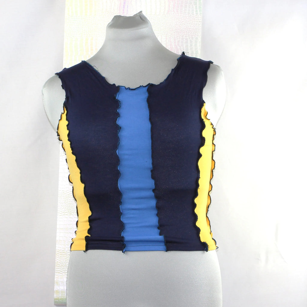 Top Patchwork Éco-responsable Blue & Yellow Vibes