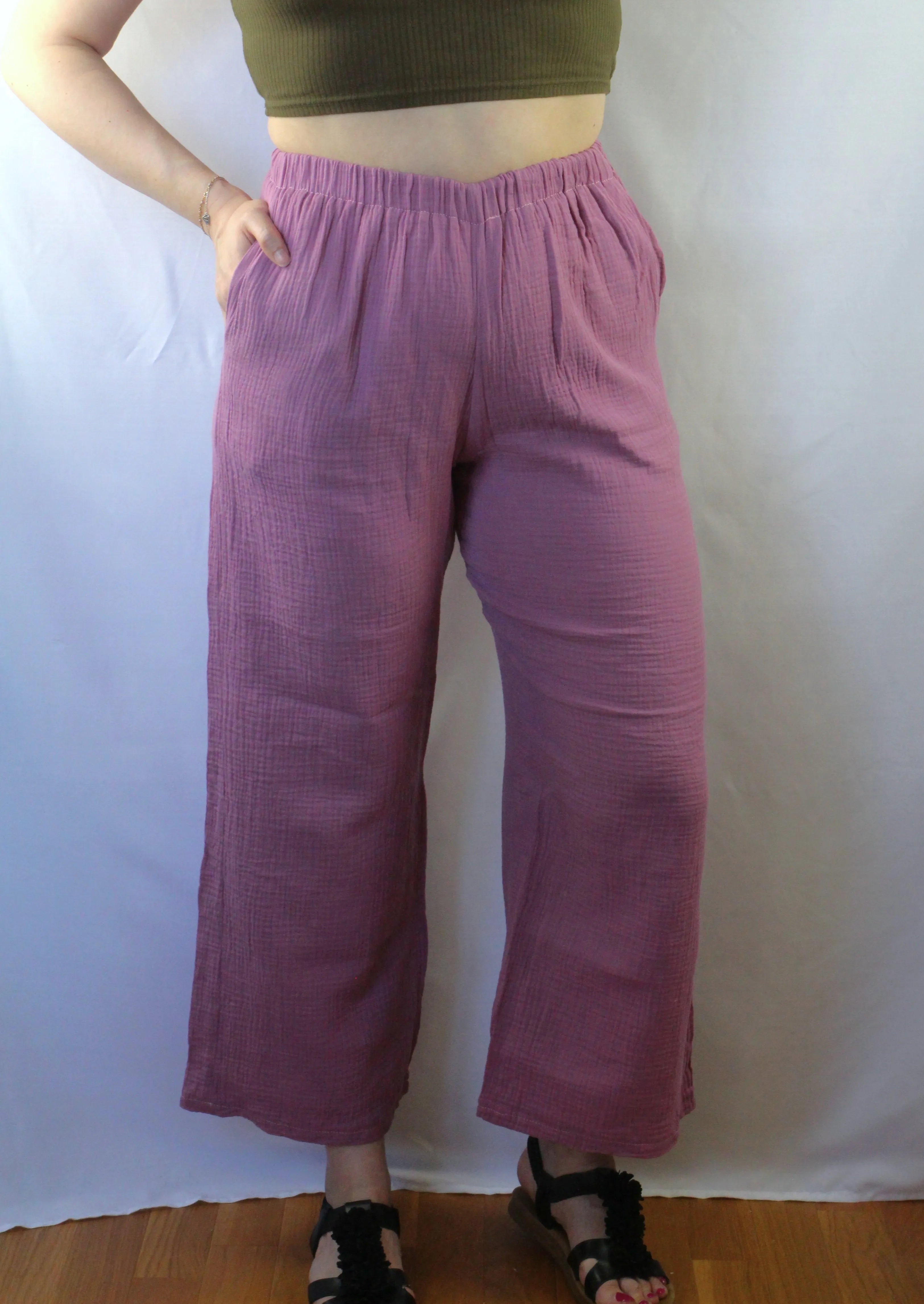 Pantalon léger en gaze de coton