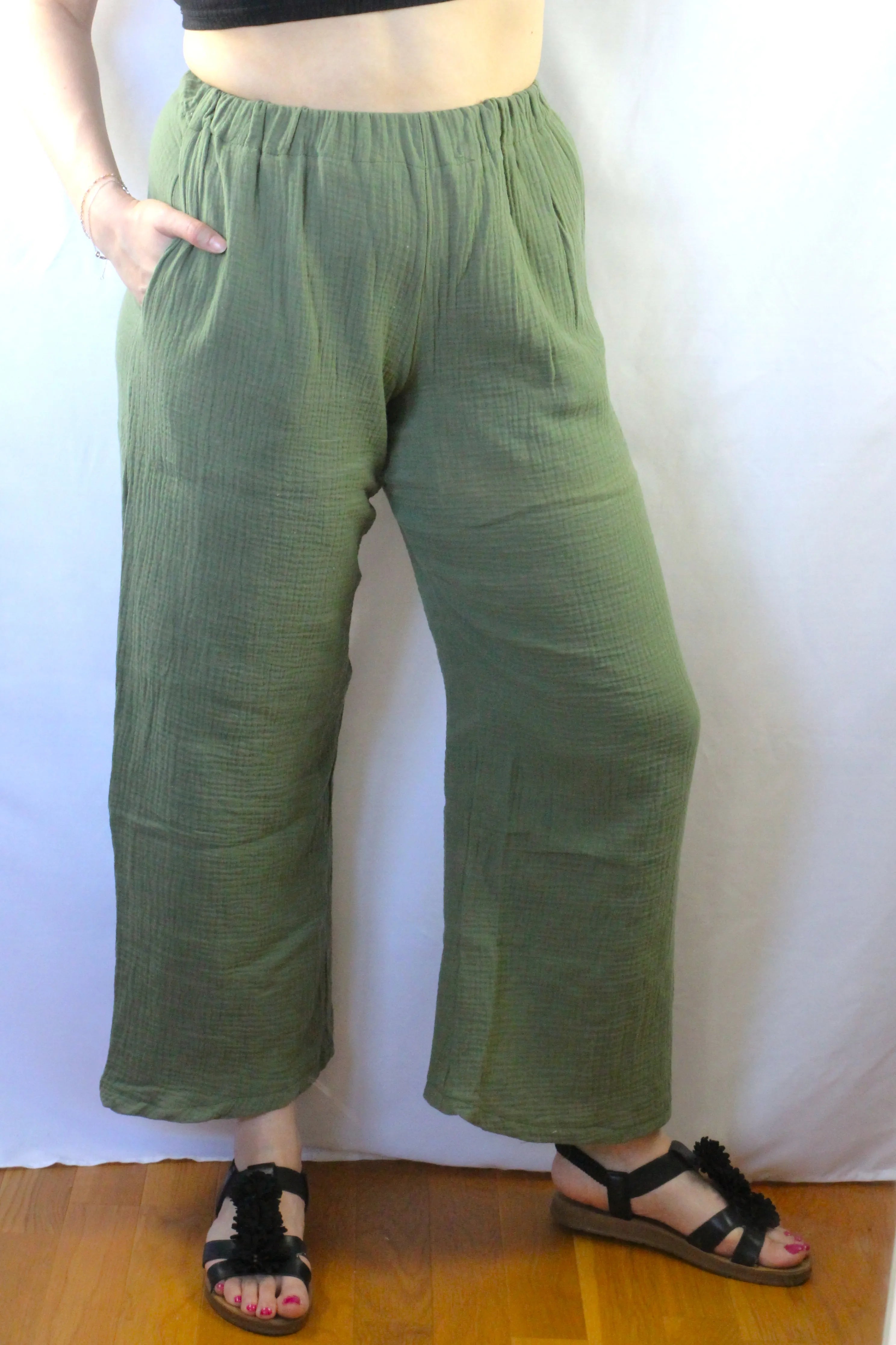 Pantalon léger en gaze de coton