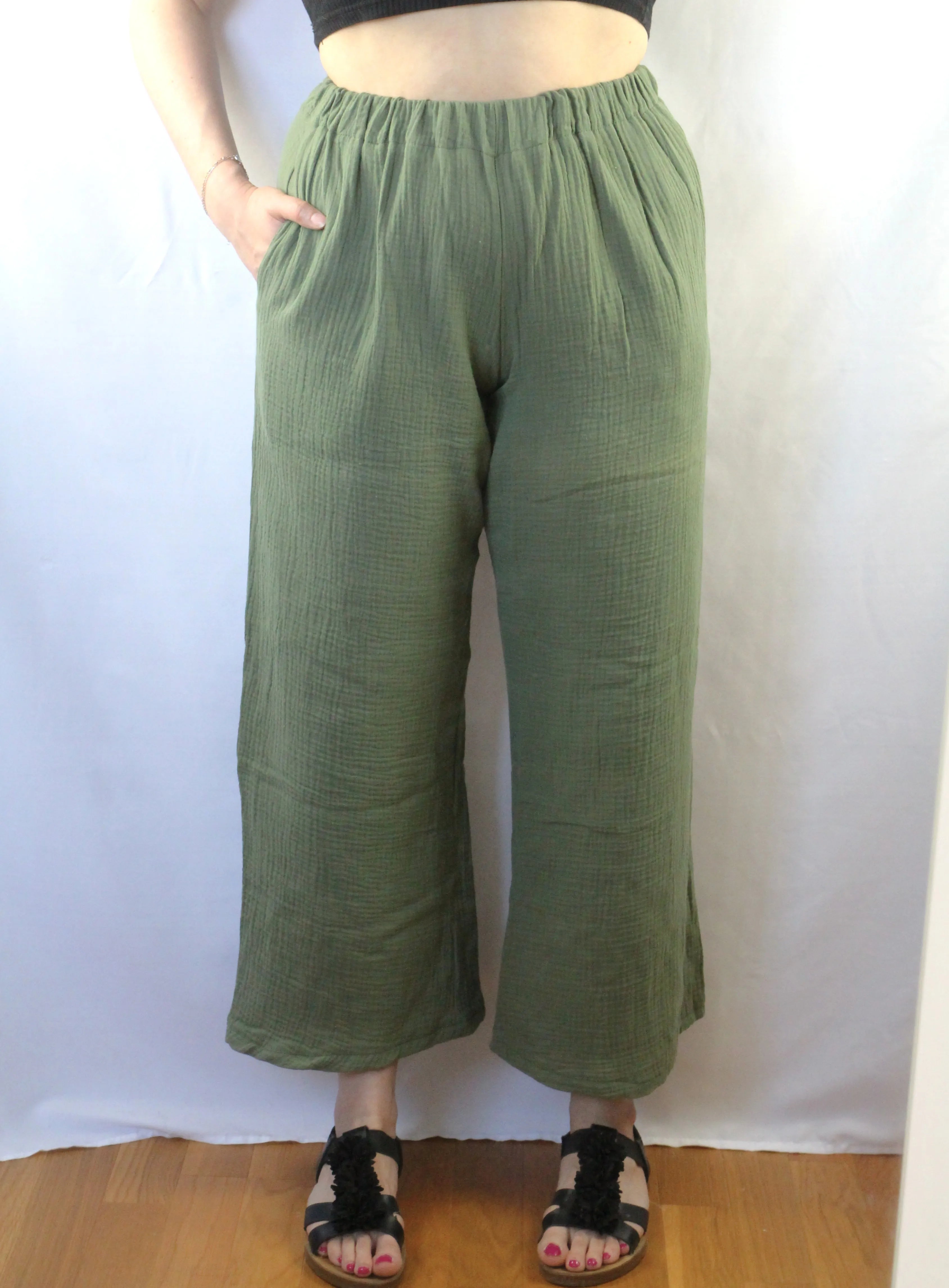 Pantalon léger en gaze de coton