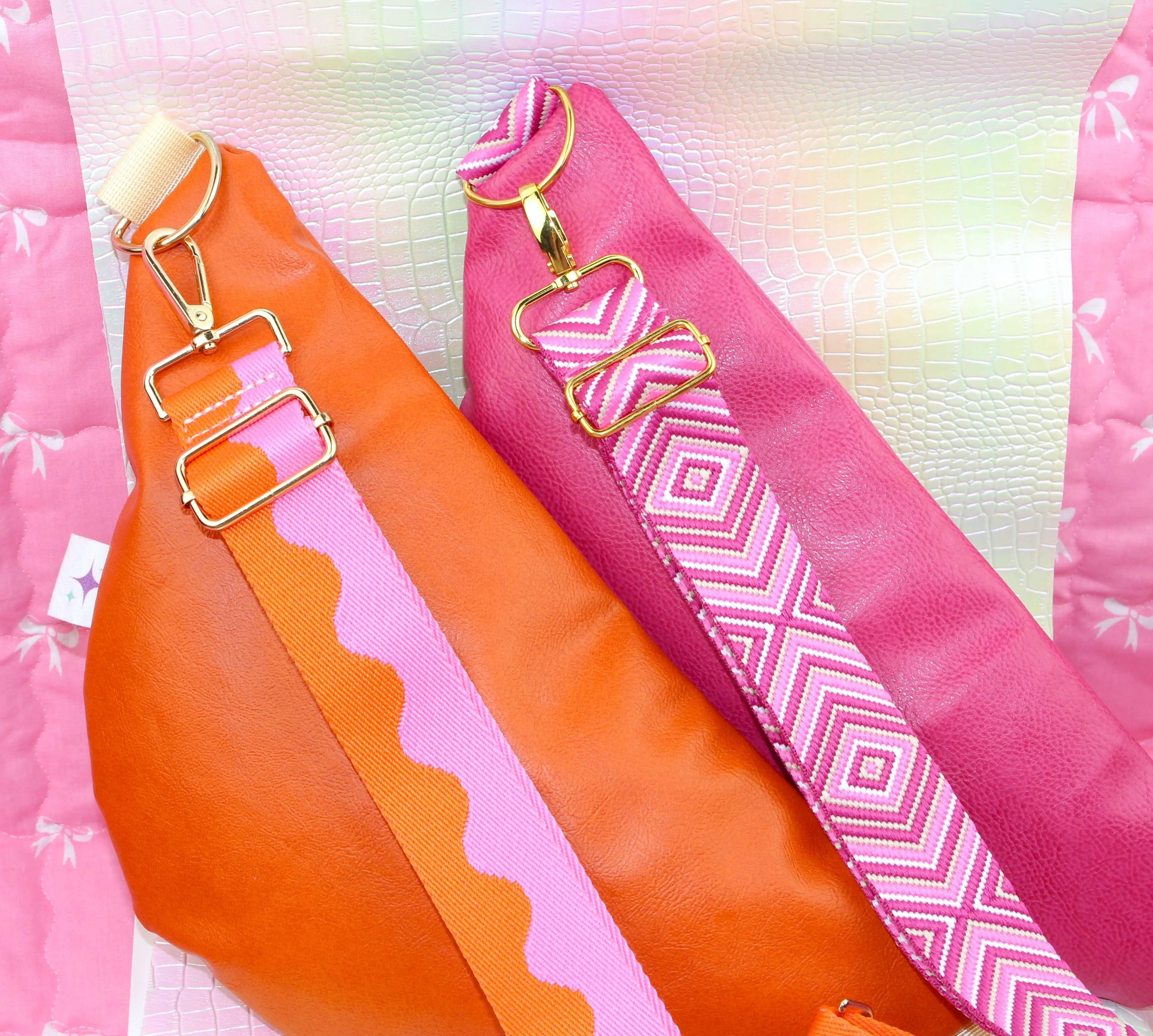 Sac banane en simili cuir fait main - Rose Fuchsia ou Orange Vitaminé