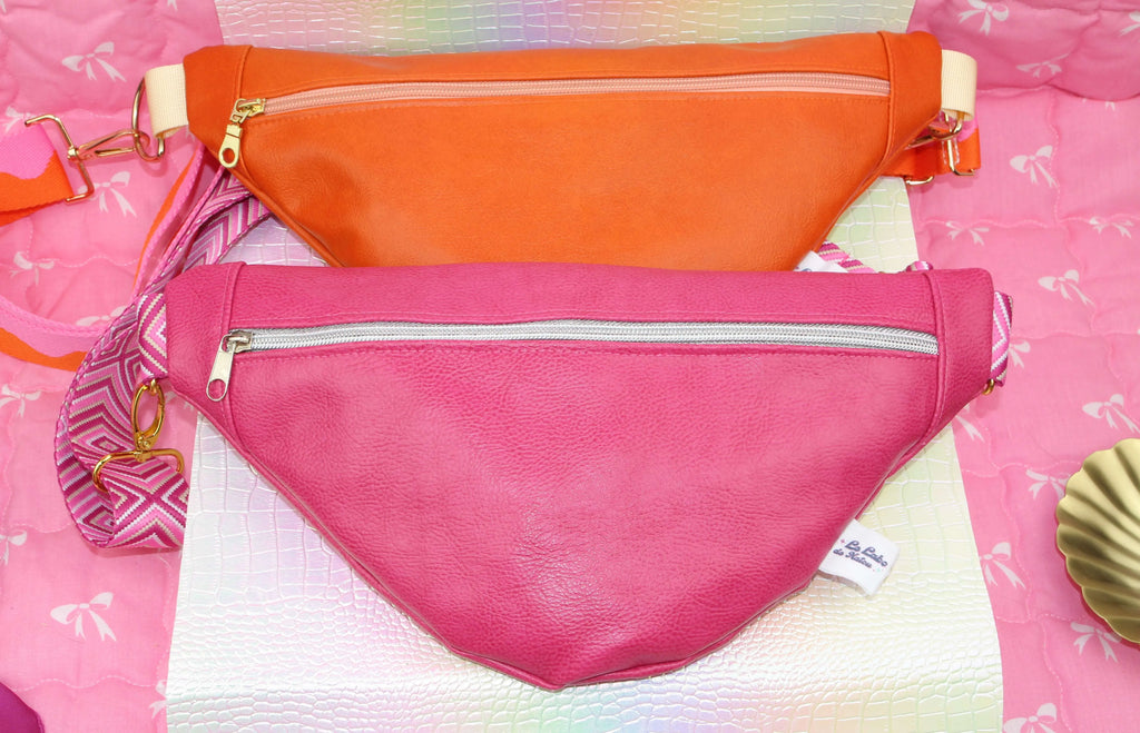 Sac banane en simili cuir fait main - Rose Fuchsia ou Orange Vitaminé