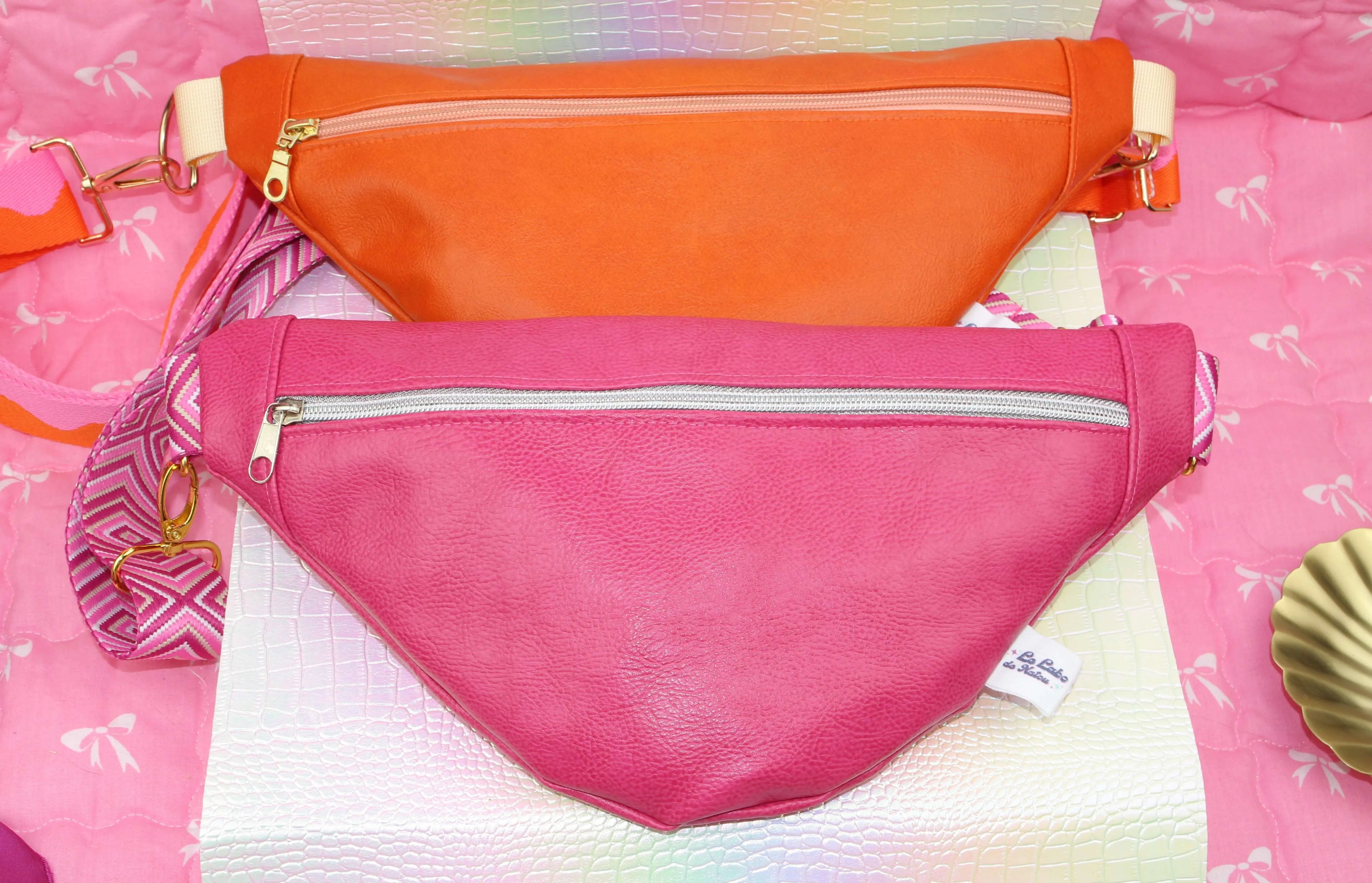 Sac banane en simili cuir fait main - Rose Fuchsia ou Orange Vitaminé