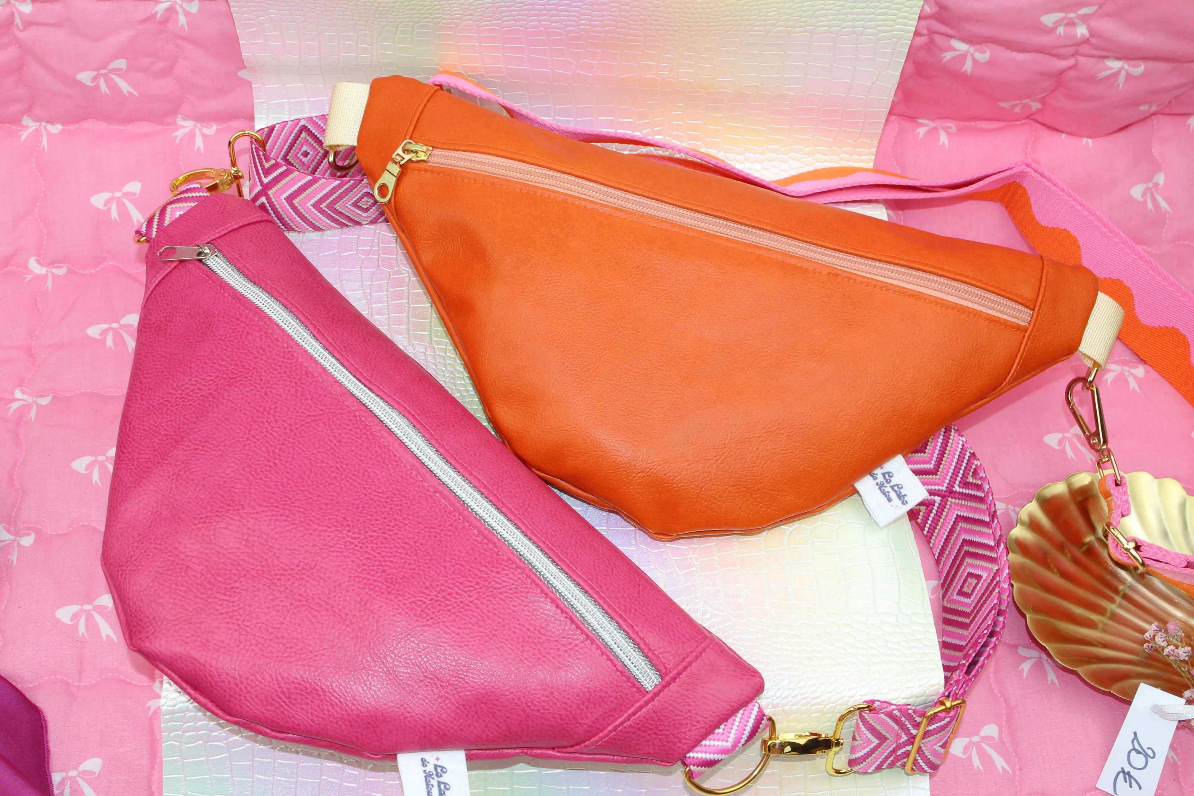 Sac banane en simili cuir fait main - Rose Fuchsia ou Orange Vitaminé