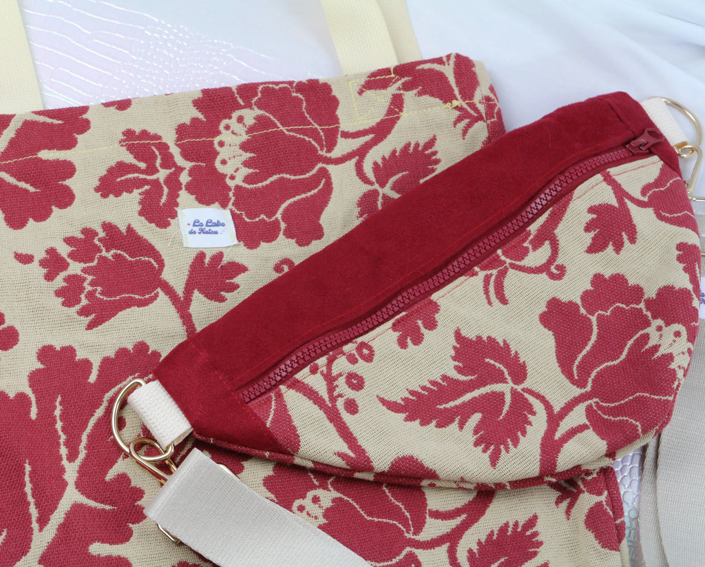Tote Bag en Jacquard Fleuri – "Bordeaux Vintage"