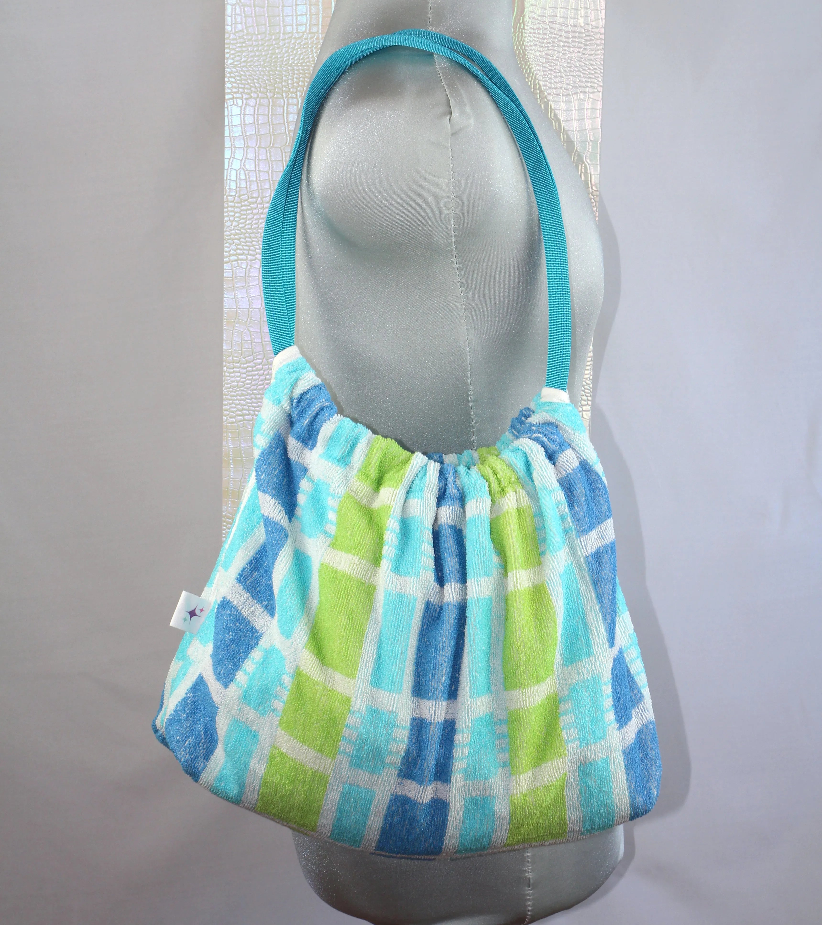 Sac Cabas Éponge Upcyclé – "Ocean & Lime"
