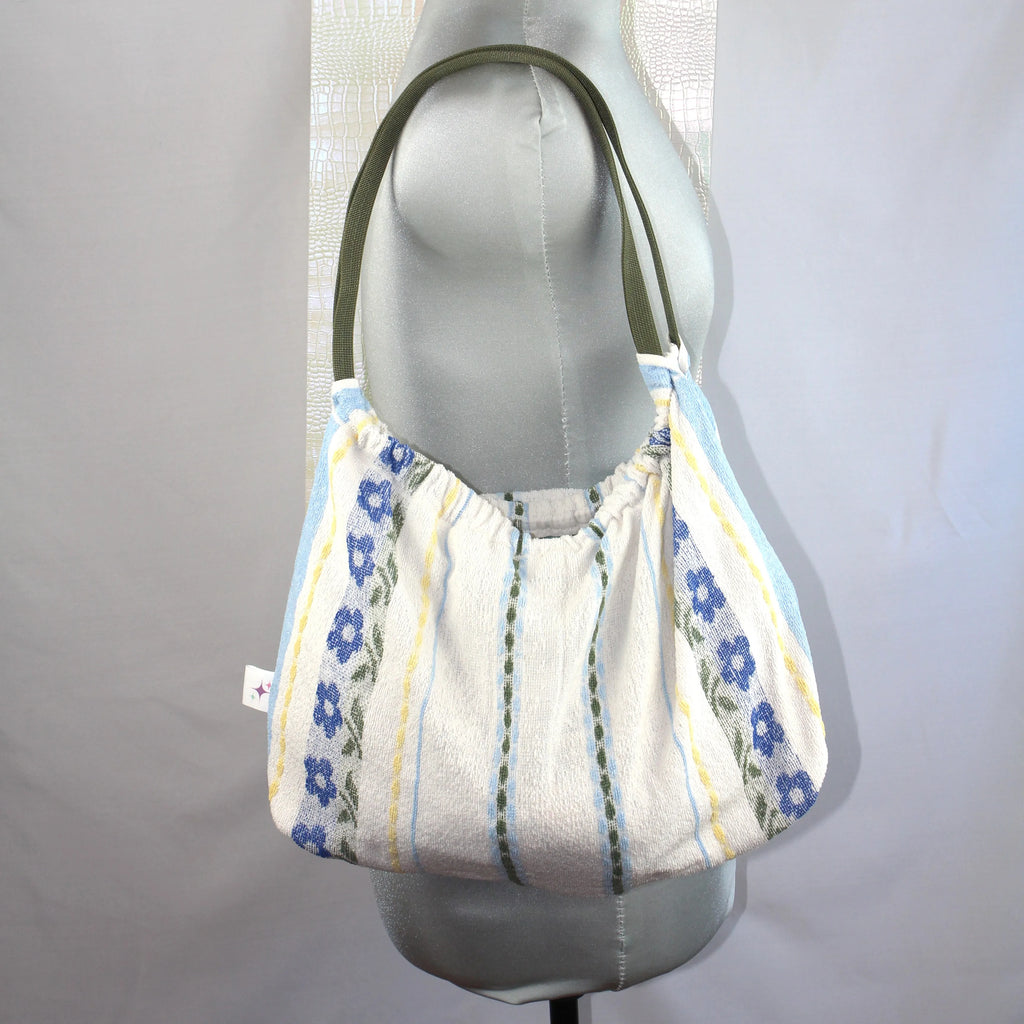 Sac Cabas Éponge Upcyclé – "Blue Daisy Vintage"
