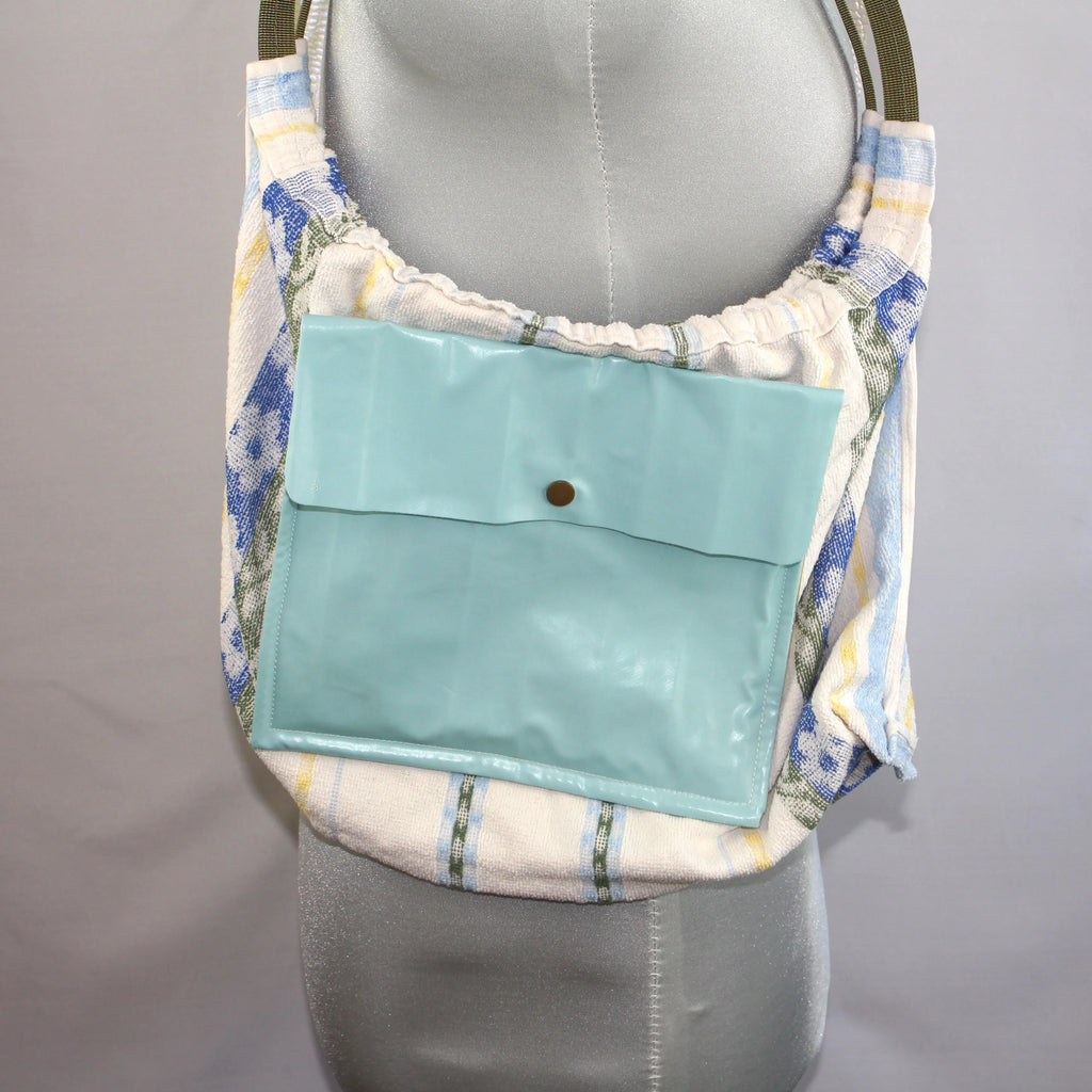 Sac Cabas Éponge Upcyclé – "Blue Daisy Vintage"