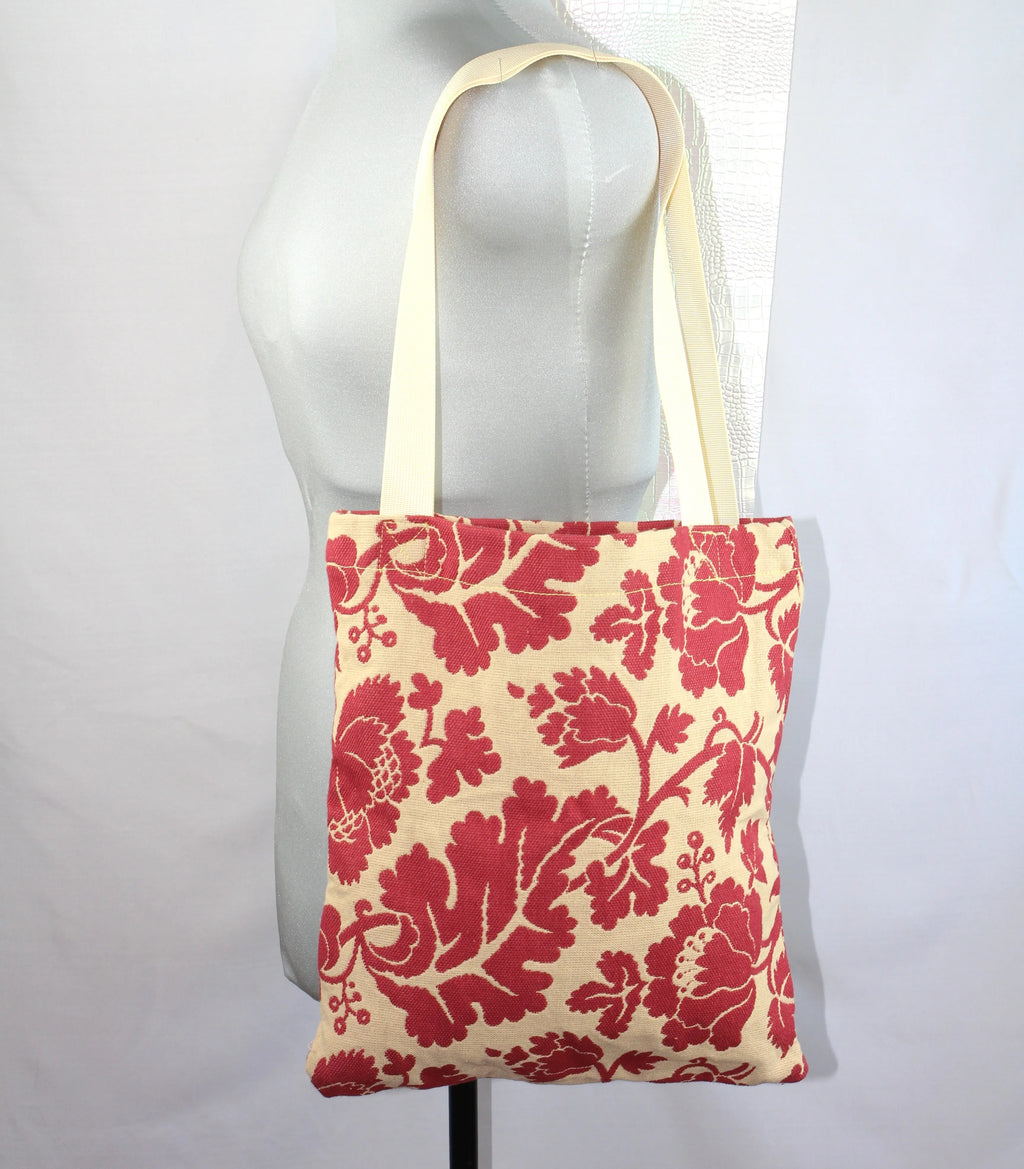 Tote Bag en Jacquard Fleuri – "Bordeaux Vintage"
